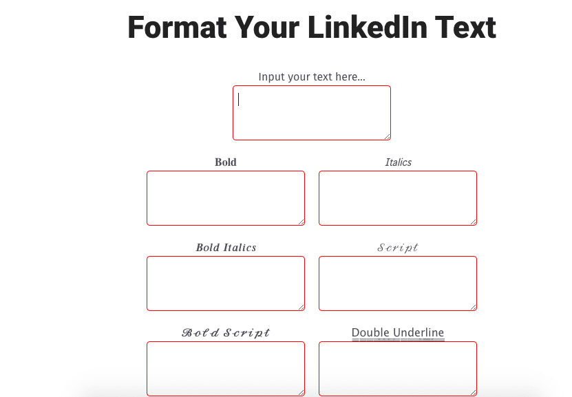 LinkedIn text formatter