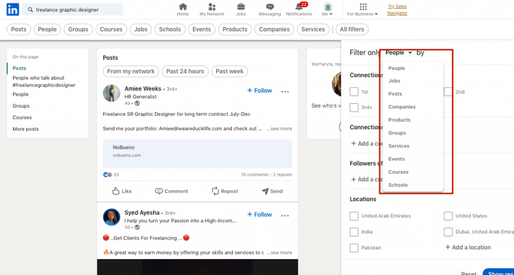 Example of how the search bar looks