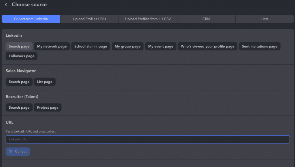 Screenshot of Linked Helper automation interface for targeted audience targeting