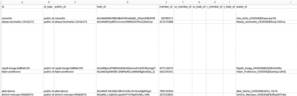 Export leads to Excel data example retrieved from linked Helper
