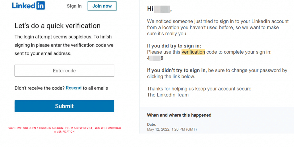 linkedin verification screenshot