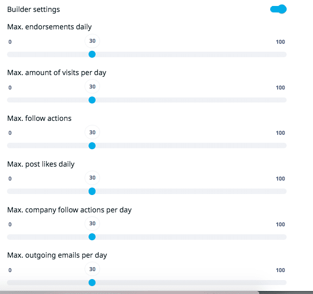 In Expandi, manual daily limits can be set, but they are capped at 100 actions.