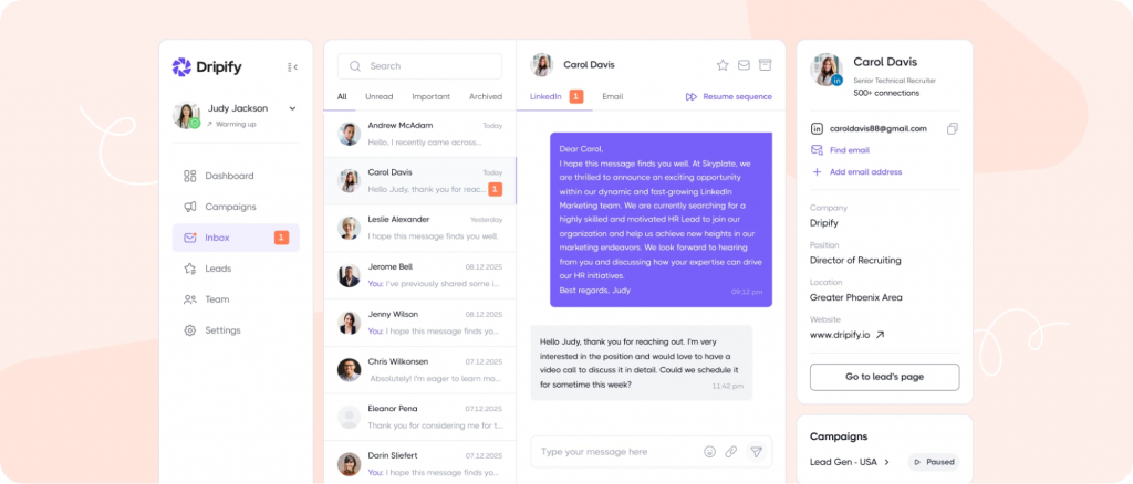 dripify review mailbox example