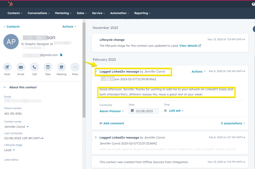 linked helper hubspot integration