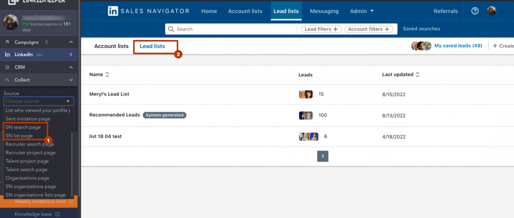 Searching and filtering leads LinkedIn automation with Linked Helper for Sales Navigator