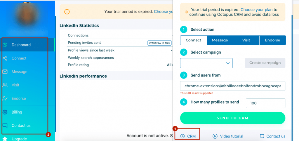 Octopus CRM dashboard.