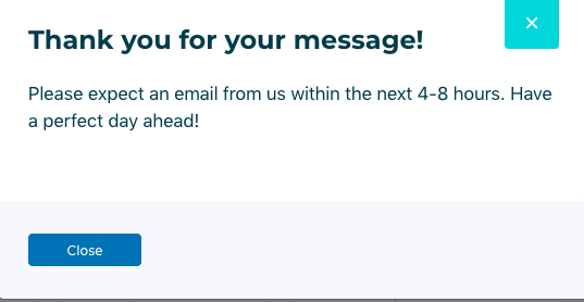 Octopus screenshot of the notification after sending a support message.