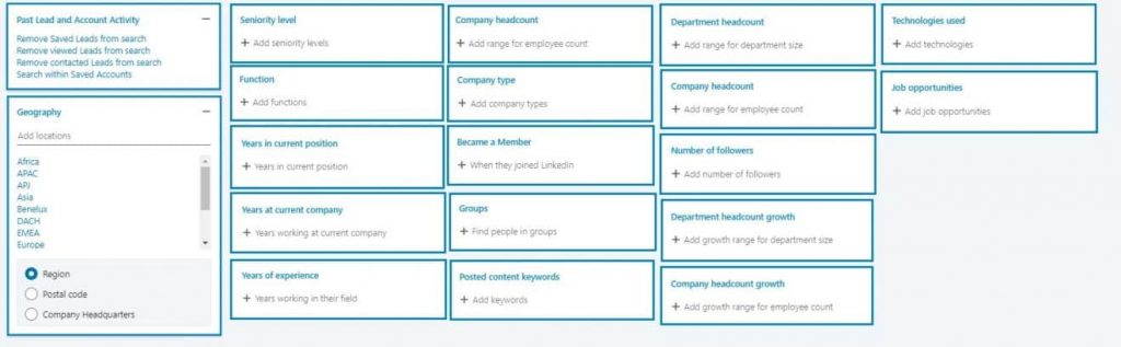 LinkedIn Sales Navigator search filters for finding leads