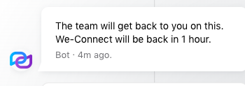 Screenshot of We-Connect support chat messages