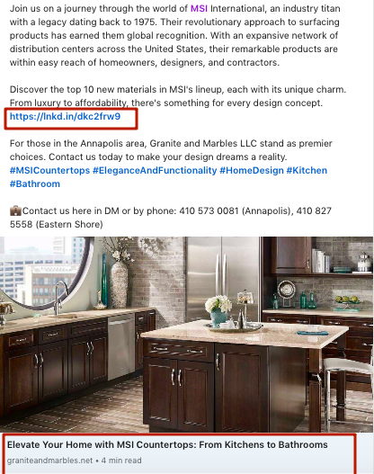 Screenshot of a LinkedIn post with a link.