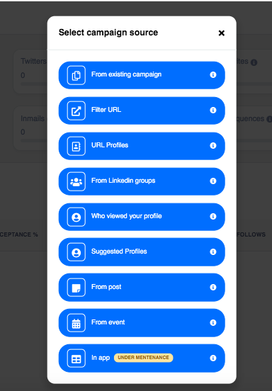 Linked Helper vs. Zopto screenshot of audience collection menu