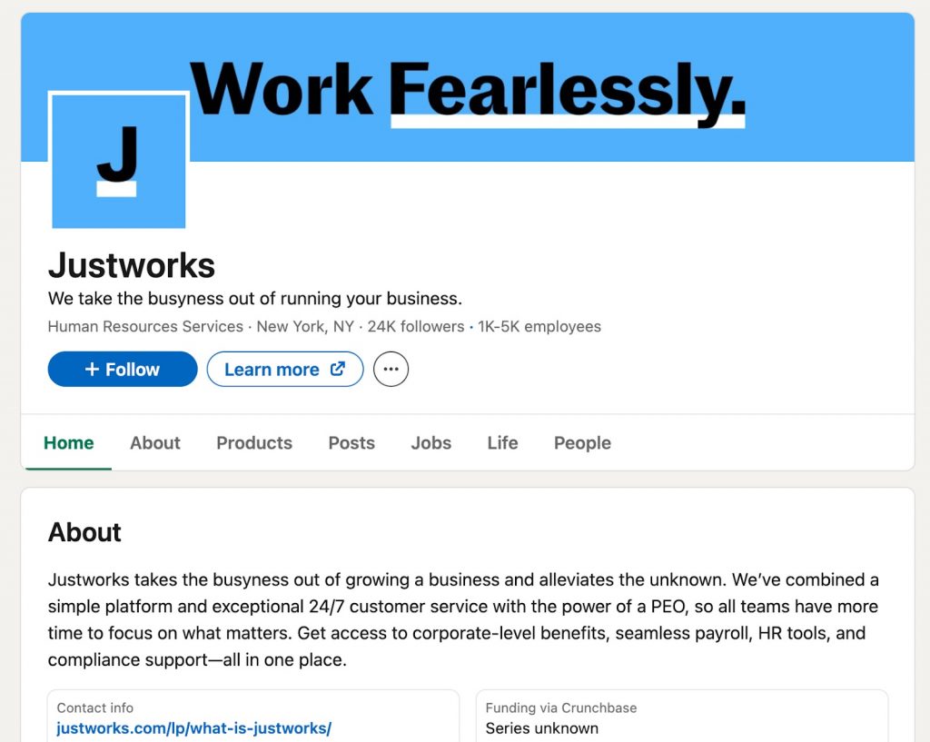 B2B companies that use LinkedIn marketing Justworks