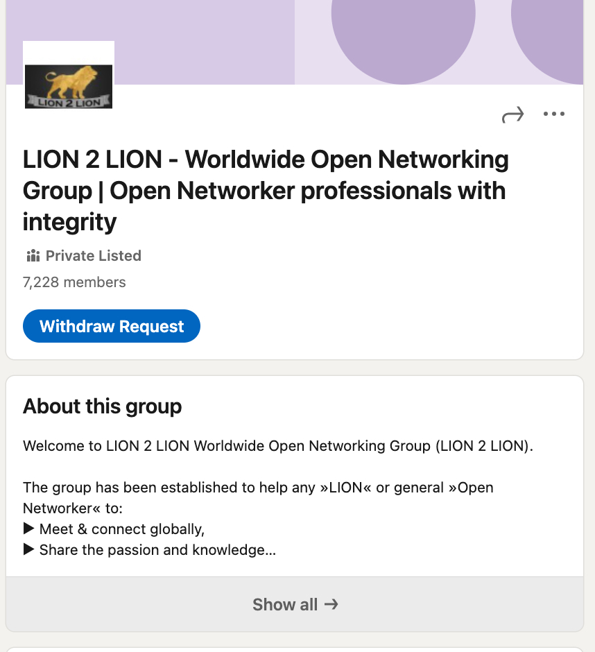 LinkedIn LION groups example LION 2 LION group 