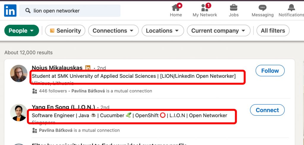 Example screenshot of LION on LinkedIn
