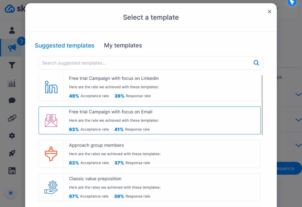 Linked Helper vs. Skylead interface - campaign template options