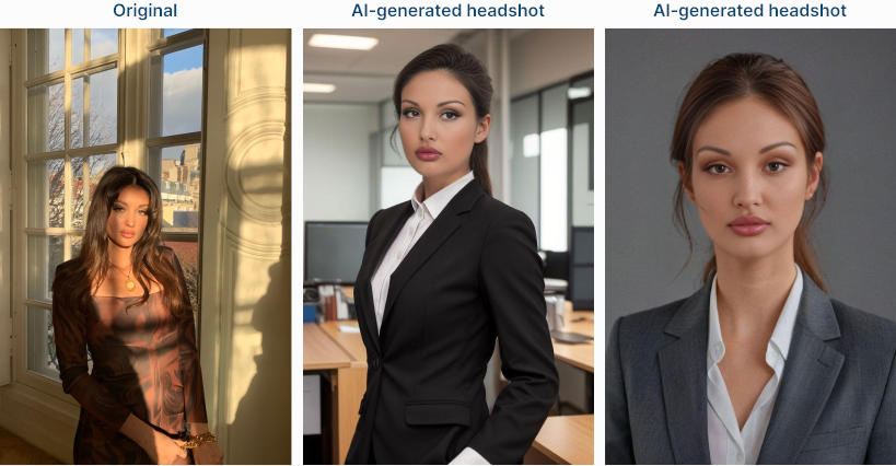 AI LinkedIn headshots - Fotor results