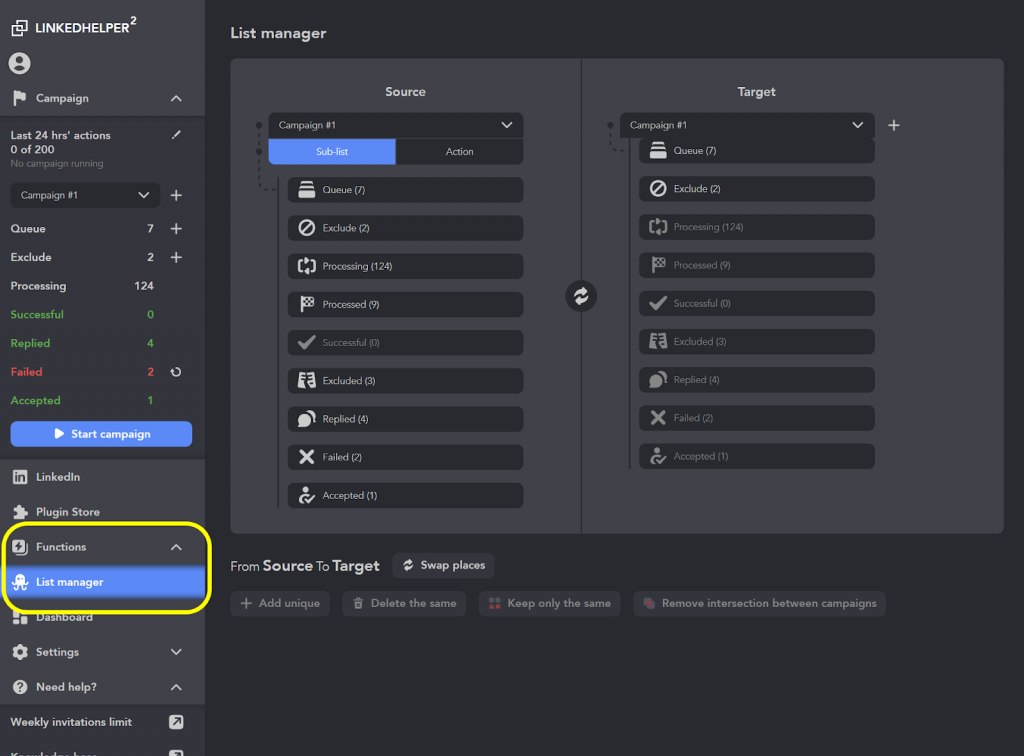 Lists manager plug-in helps to exclude duplicates in campaigns