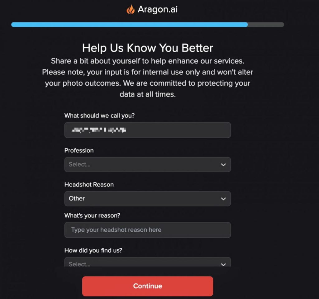 AI LinkedIn headshots - Aragon questionnaire