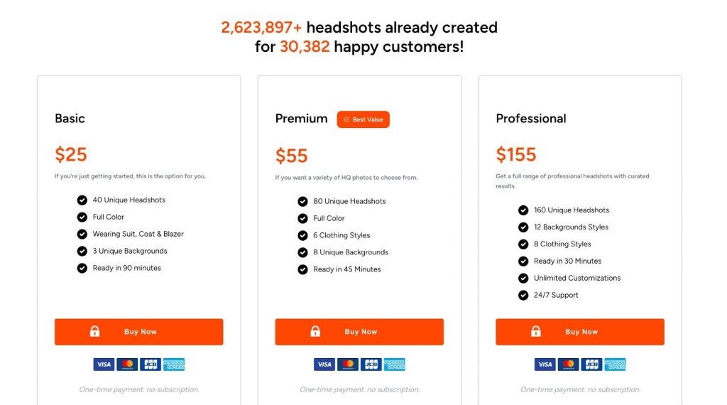 AI LinkedIn headshots - ProPhotos.ai pricing