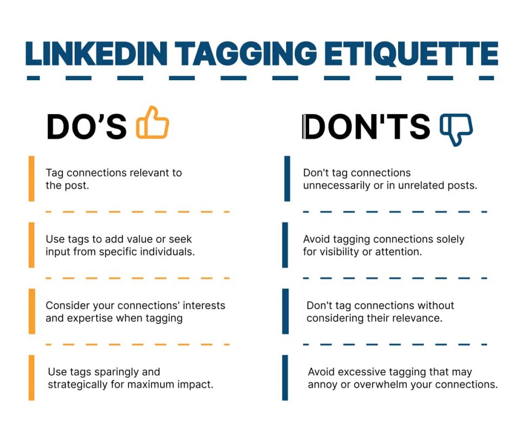 LinkedIn tagging etiquette do and don't
