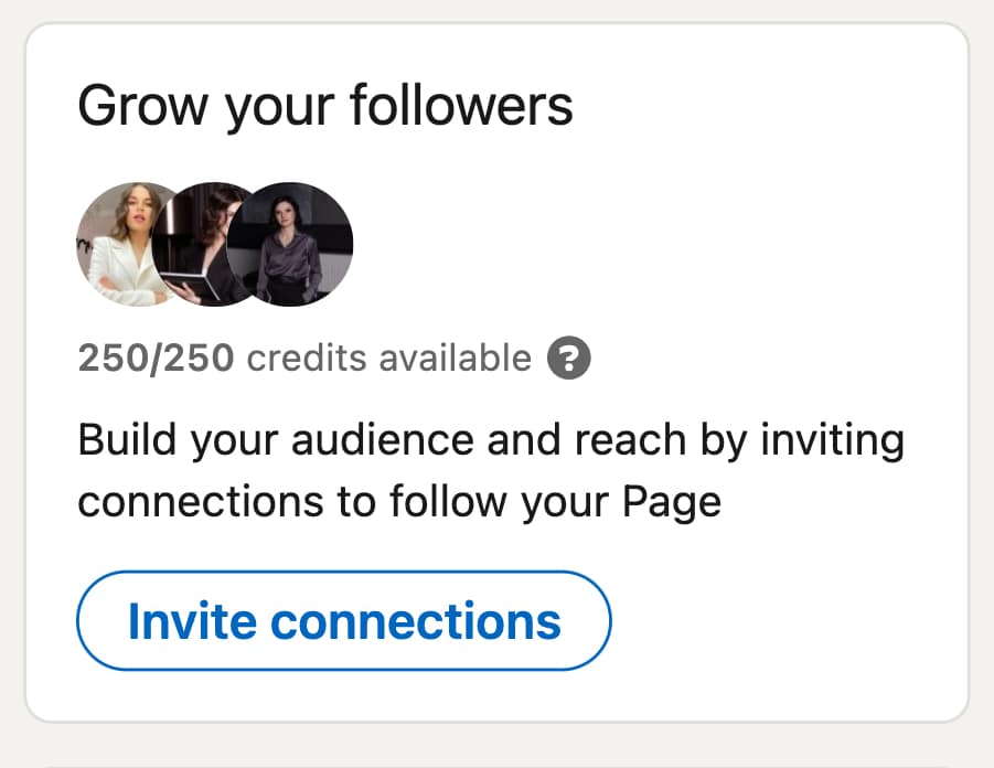 Grow your company page - invitation credits