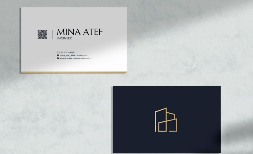 LinkedIn on business card examples: Minimalist business card with a QR code