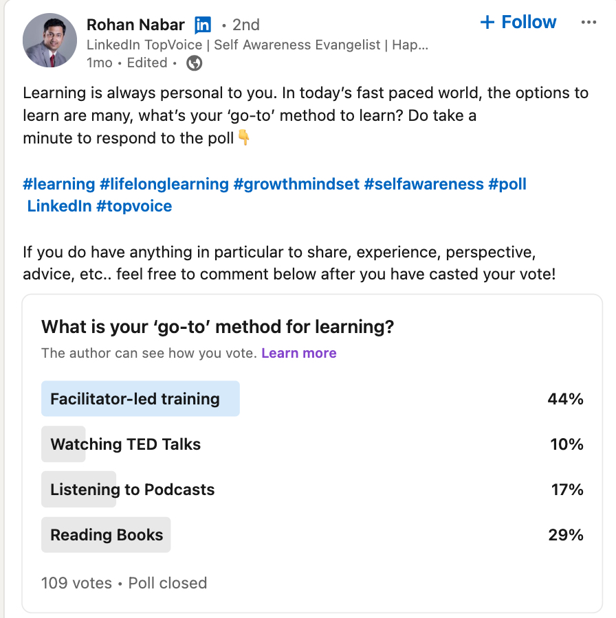 LinkedIn Polls for Lead Generation - screenshot of a post leading to downloading paid templates
