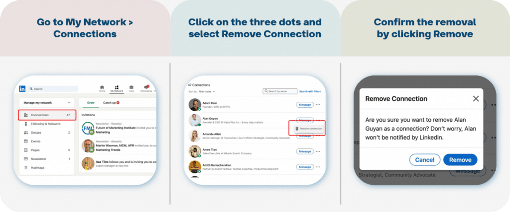 linkedin followers vs connections steps to remove connections