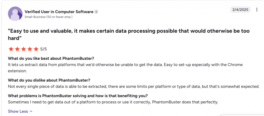 phantombuster review 5 star
