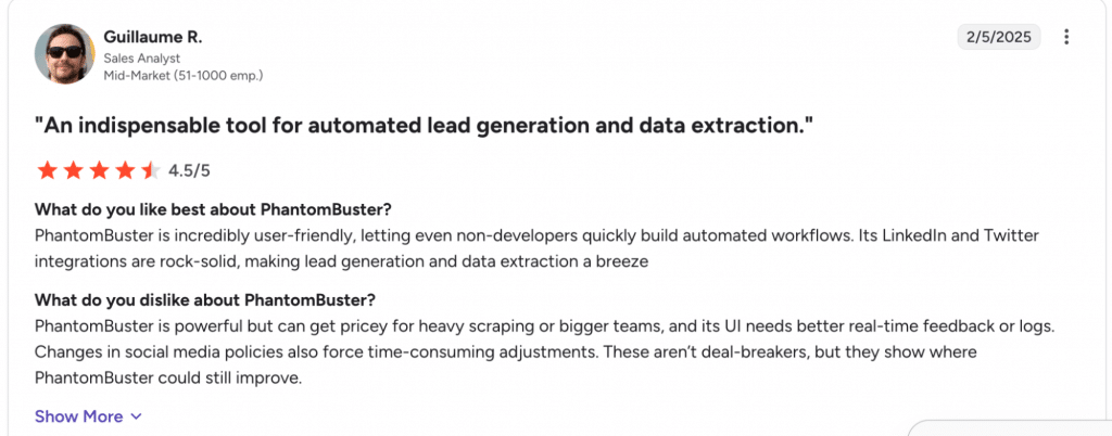 phantombuster review by user
