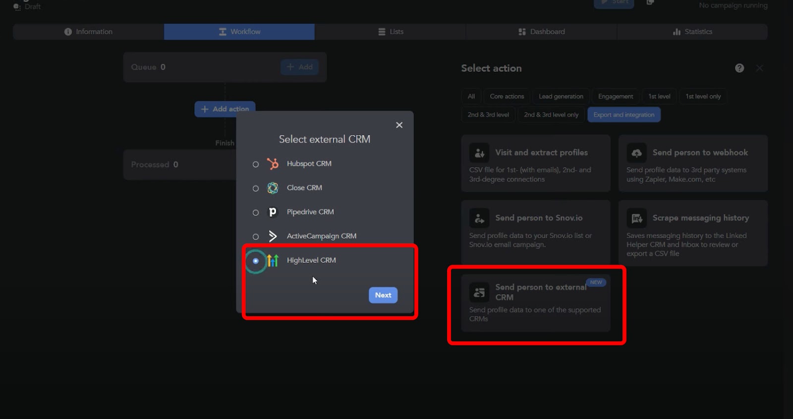how to get clients from linkedin external crm linked helper integration