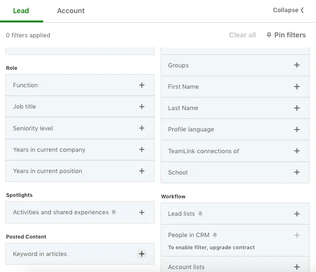 lead list pricing sales navigator