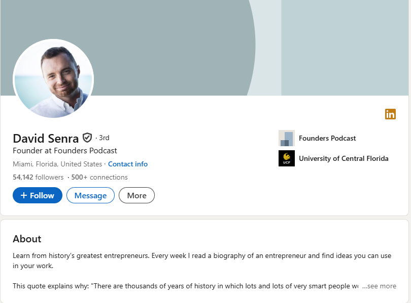 Founder profile target in how to find clients on LinkedIn.