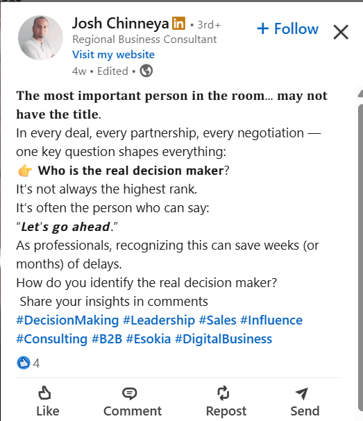 b2b sales techniques post example in b2b