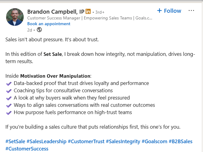 b2b selling process  post by customer success manager