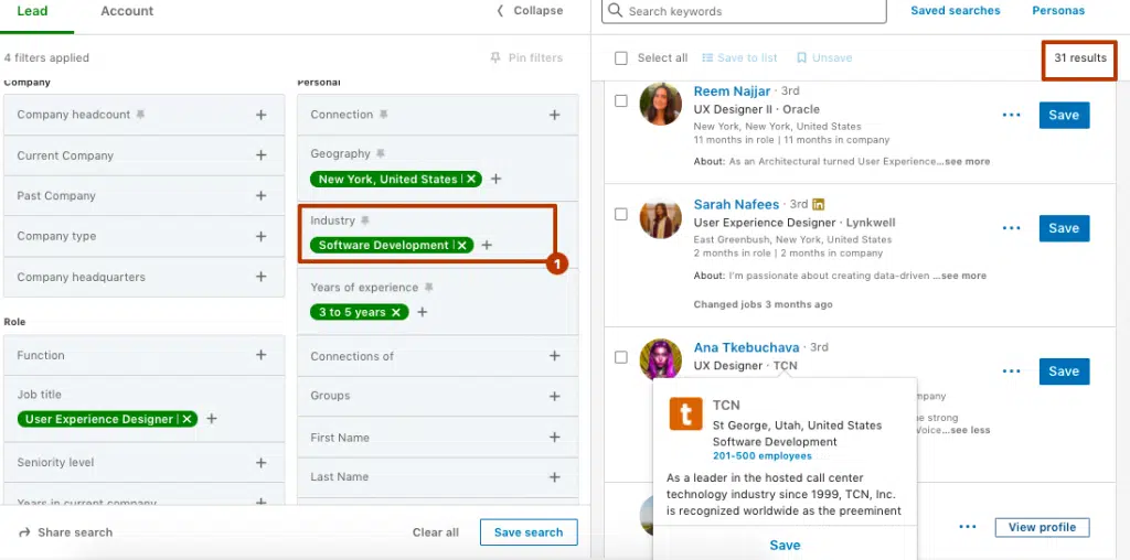 sales strategy b2b Laser targeting leads using Sales Navigator 
