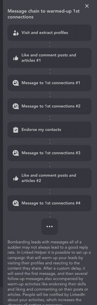 b2b sales strategy examples warm up funnel in linked helper
