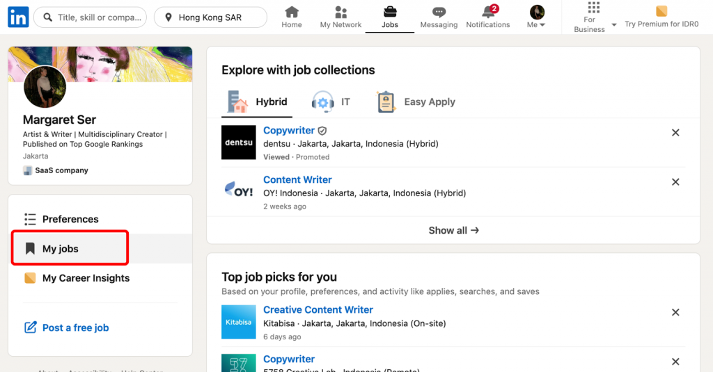 saved jobs on linkedin my jobs section