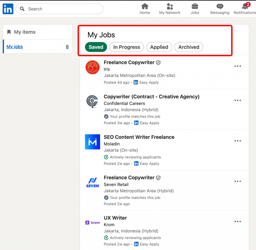 how to see saved jobs on linkedin my jobs section