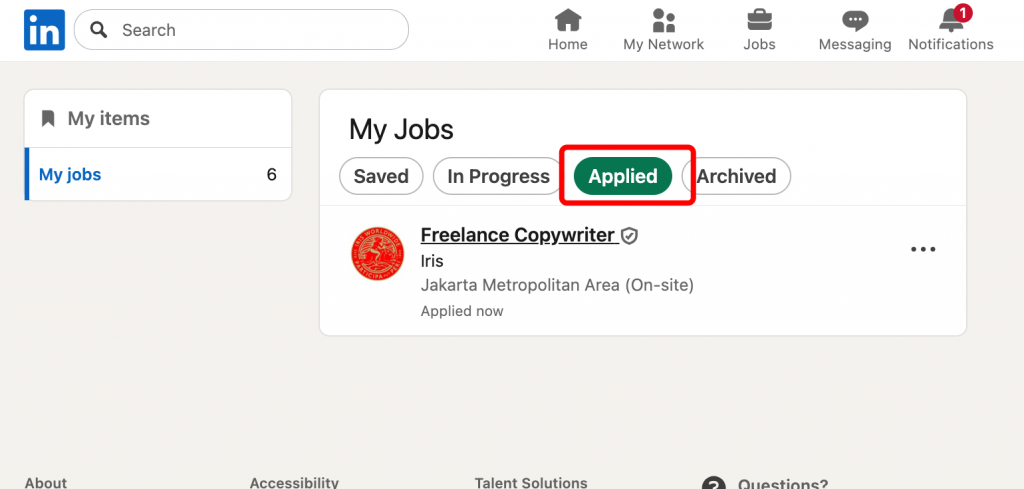 where do you find saved jobs on LinkedIn