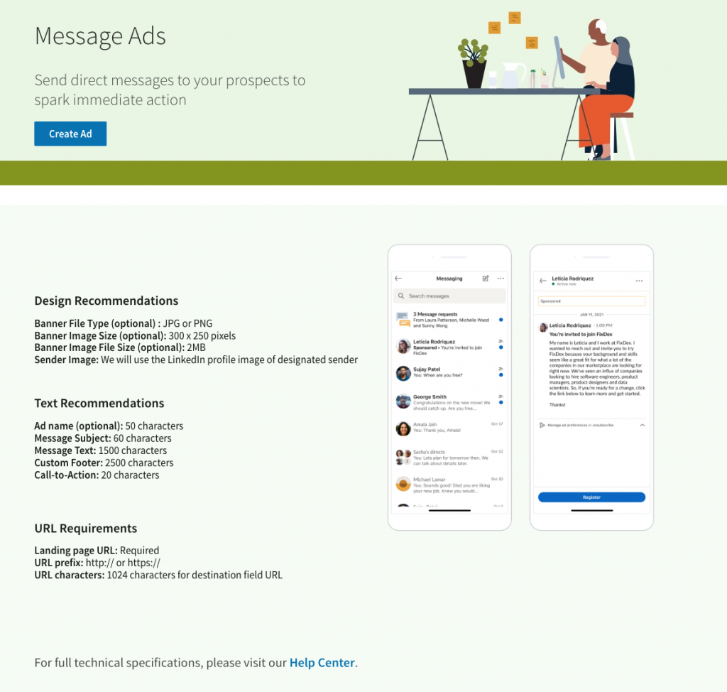 how to advertise on linkedin message ads