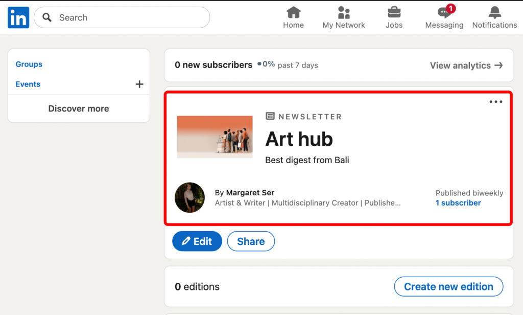 how to create a newsletter in LinkedIn