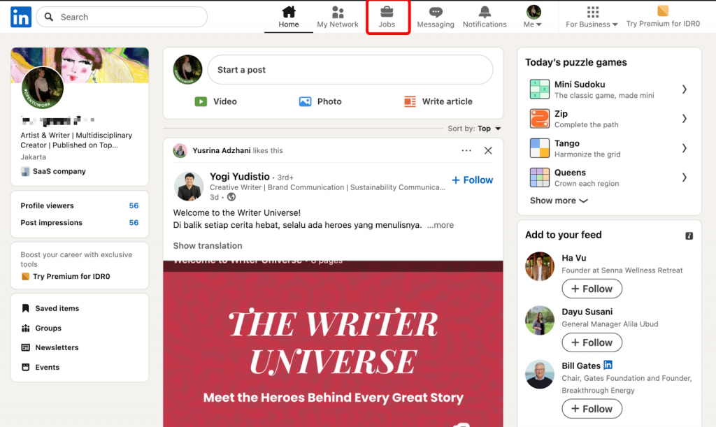 how to create job alerts on LinkedIn jobs button