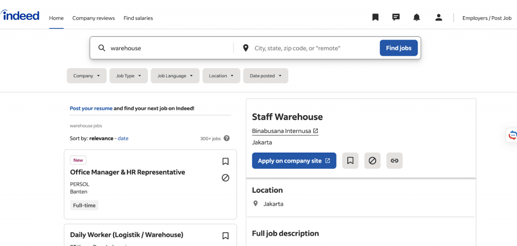indeed vs linkedin for job search search bar in indeed
