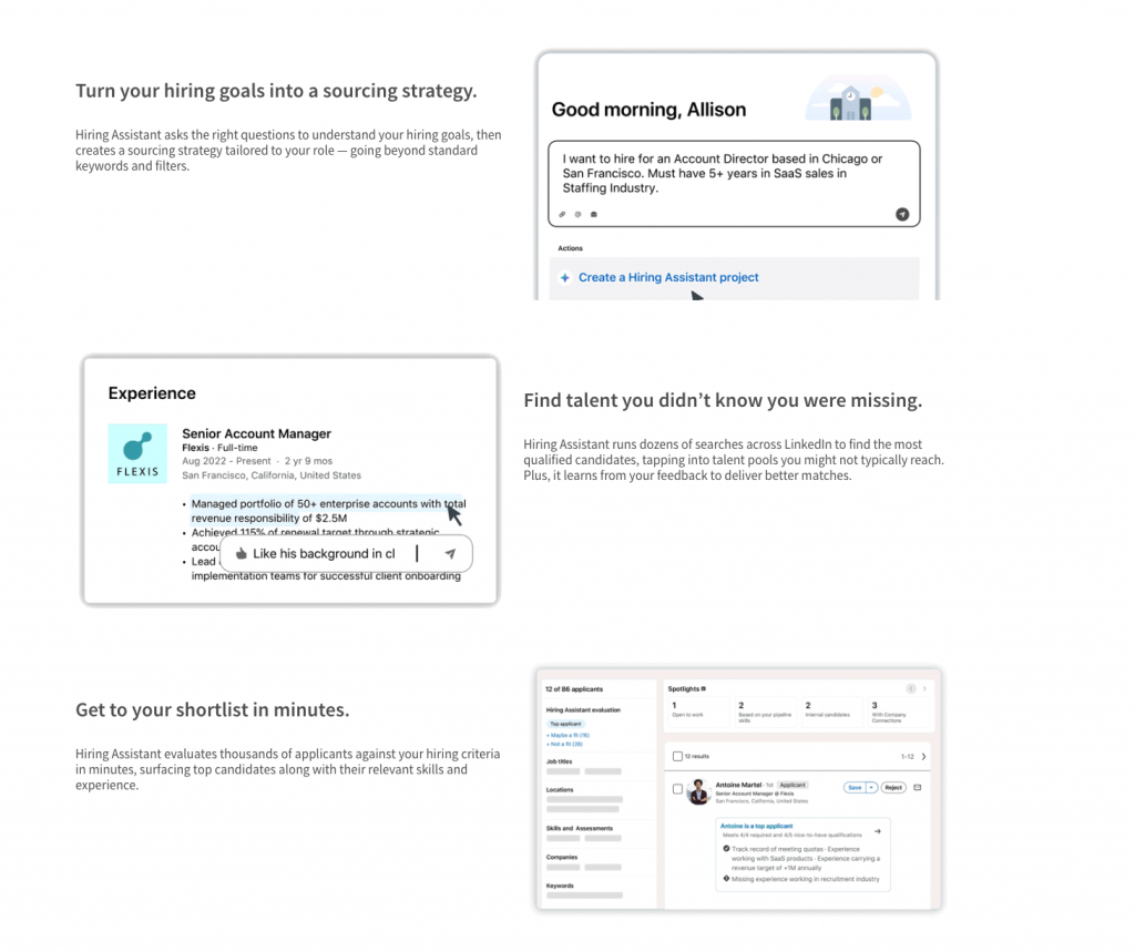 what is linkedin talent solutions hiring assistant example