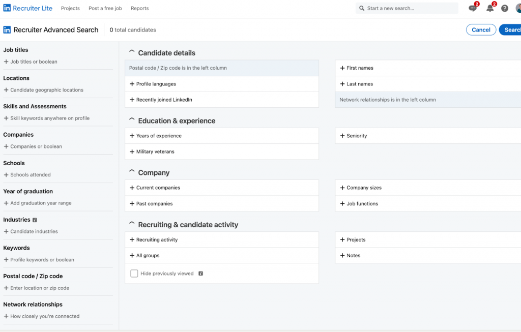 filters linkedin talent solutions products