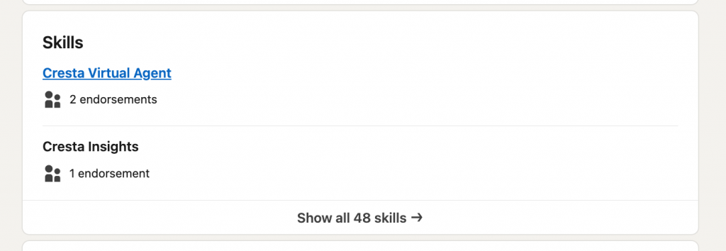 Fully filled Experience and Skills sections for LinkedIn Easy Apply summary