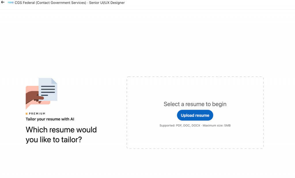 LinkedIn One-Click Apply upload resume