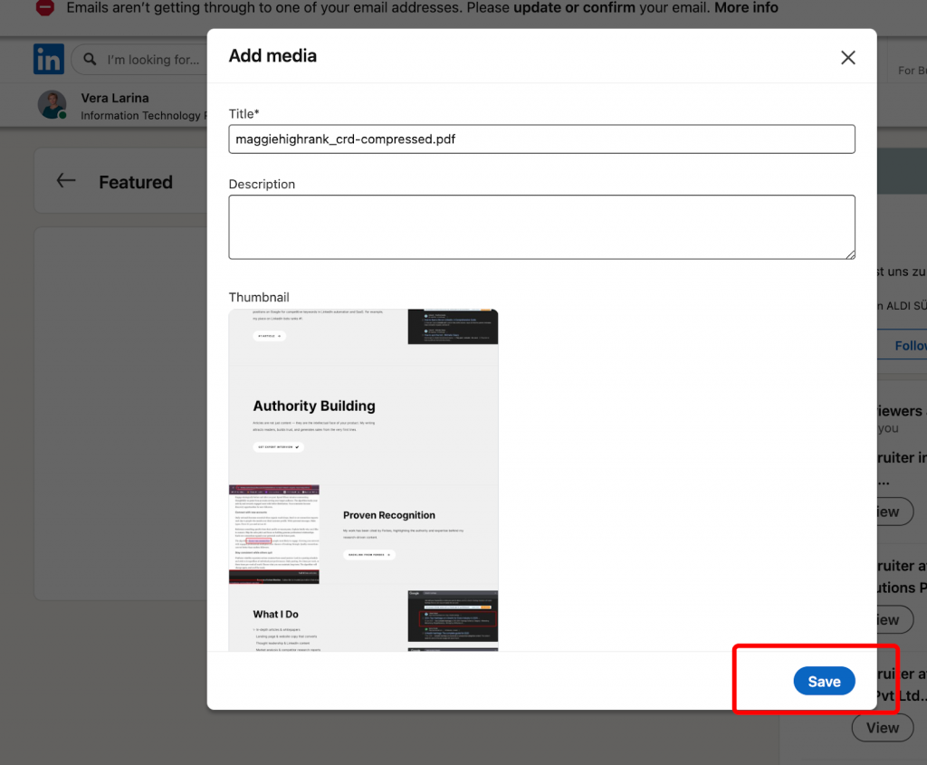 linkedin portfolio setup, professional portfolio showcase