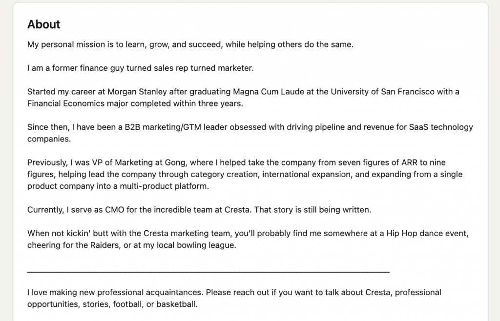 LinkedIn Easy Apply summary about example